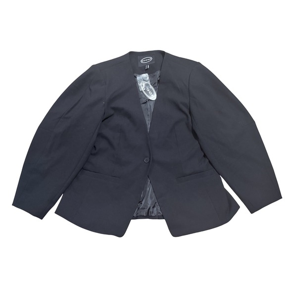 Scoop Womens Black Collarless Barrel Sleeve Blazer Jacket Plugs XXL 20 2X NEW - Picture 2 of 7